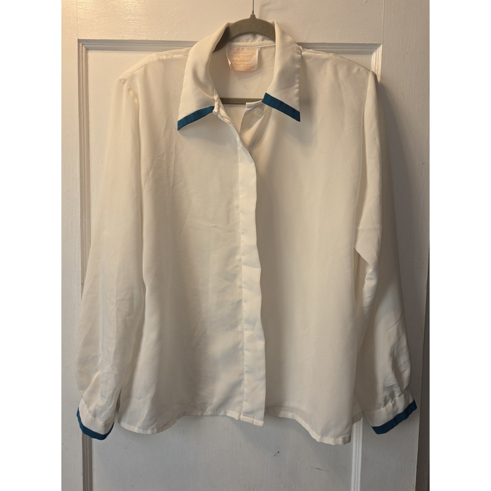 Vintage 80' Country Sophisticates by Pendleton White/Blue Colorblock Blouse 18